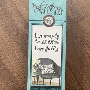 NWT Wall Decal Vinyl Lettering “Live Simply Laugh Often Love Fully”